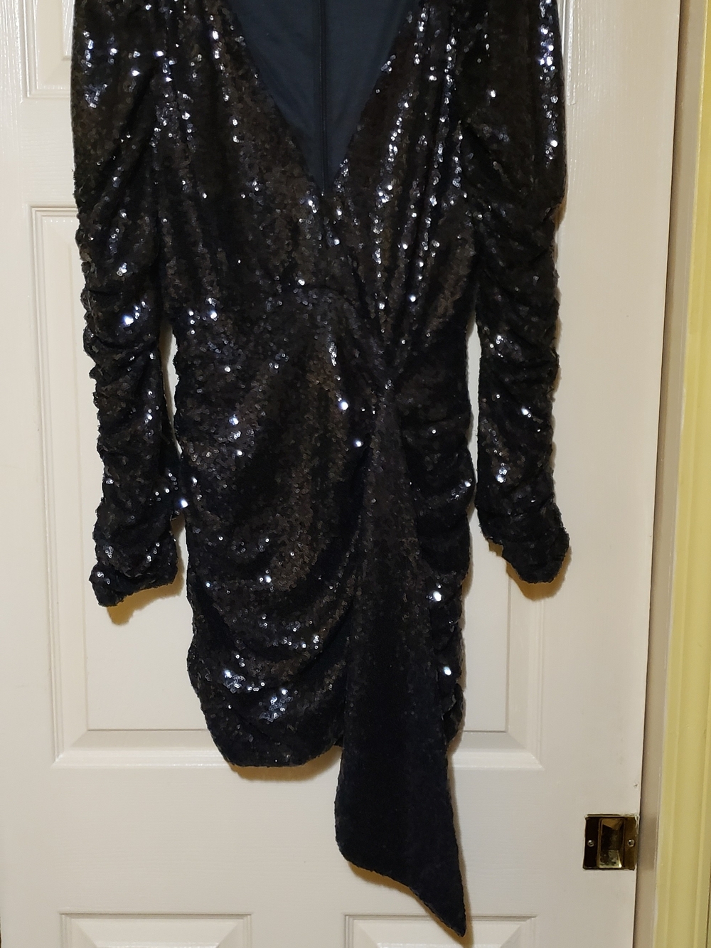 Fashion Nova Black Sequin V-Neck Mini Dress